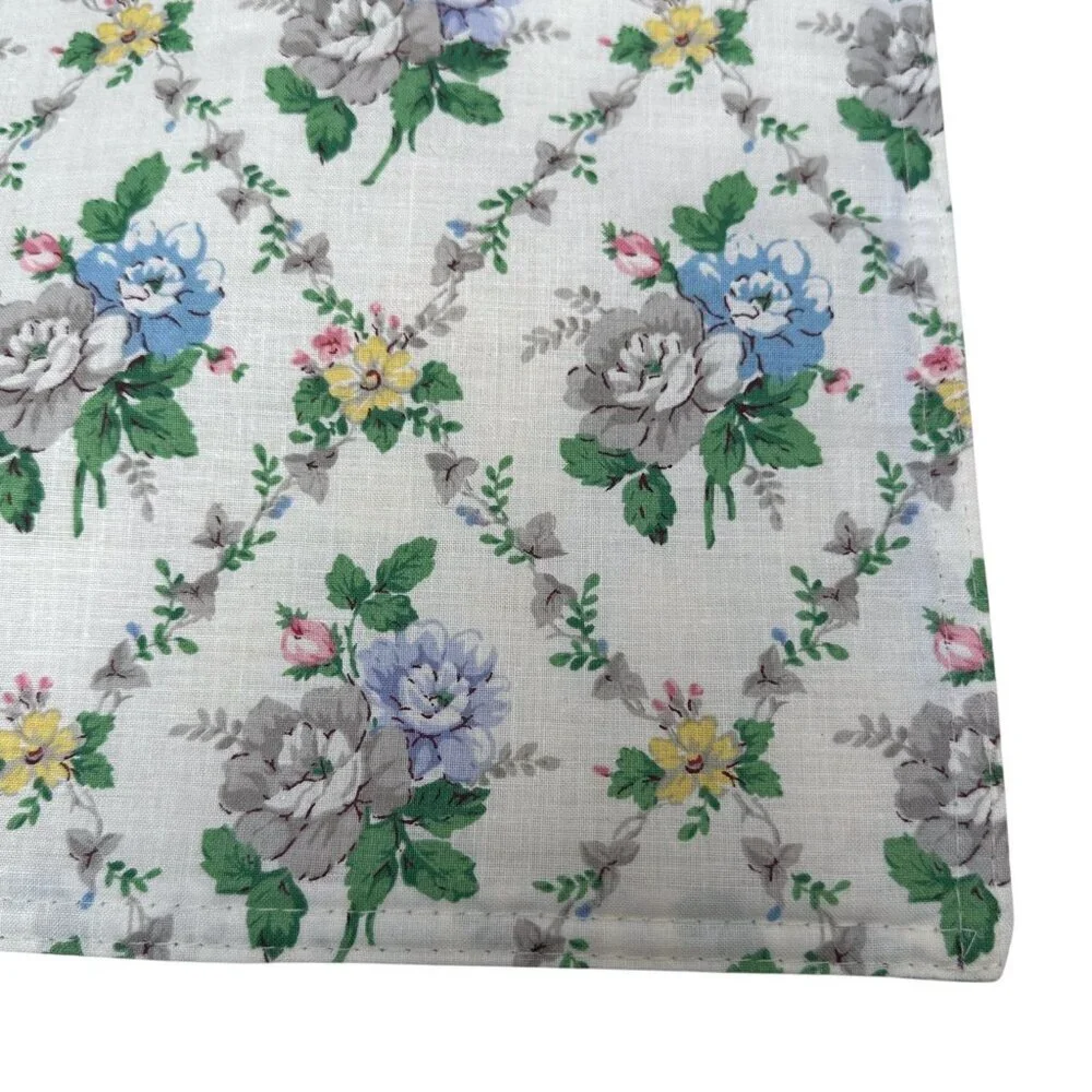 Martha Stewart Placemats Set 4 Blue Floral Cloth Cottage Shabby Chic Reversible